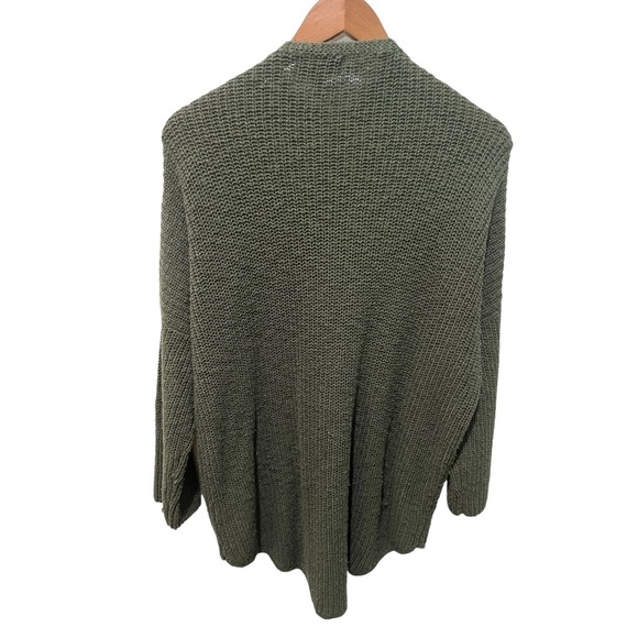 ABS ALLEN SCHWARTZ OLIVE GREEN KNIT GOLD FRONT ZIP HARDWARE HI LOW SWEATER XXL - Picture 7 of 10